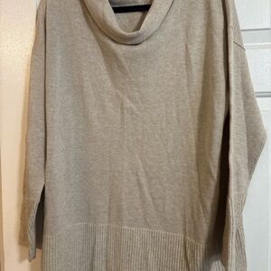 Elegant Cowl Neck Sweater - Light Brown
